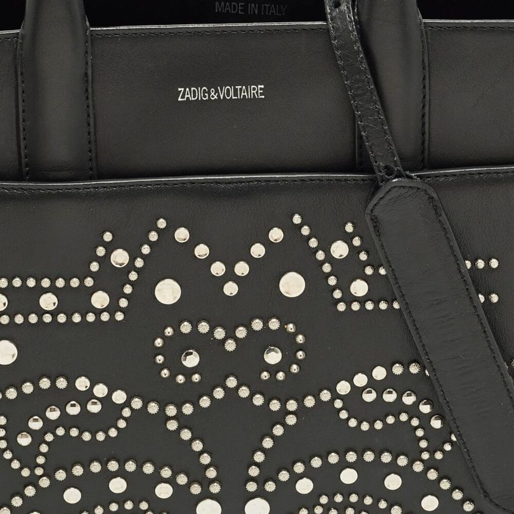Zadig & Voltaire Candide Embellished Medium Black Leather Tote - Picture 5 of 7